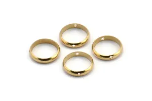 12mm Circle Connector, 25 Raw Brass Circle Ring Connector With 2 Holes, Findings (12x2.5mm) BS 1852