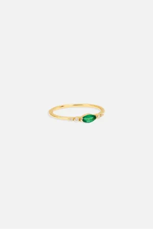 14K Gold May Emerald Birthstone Ring