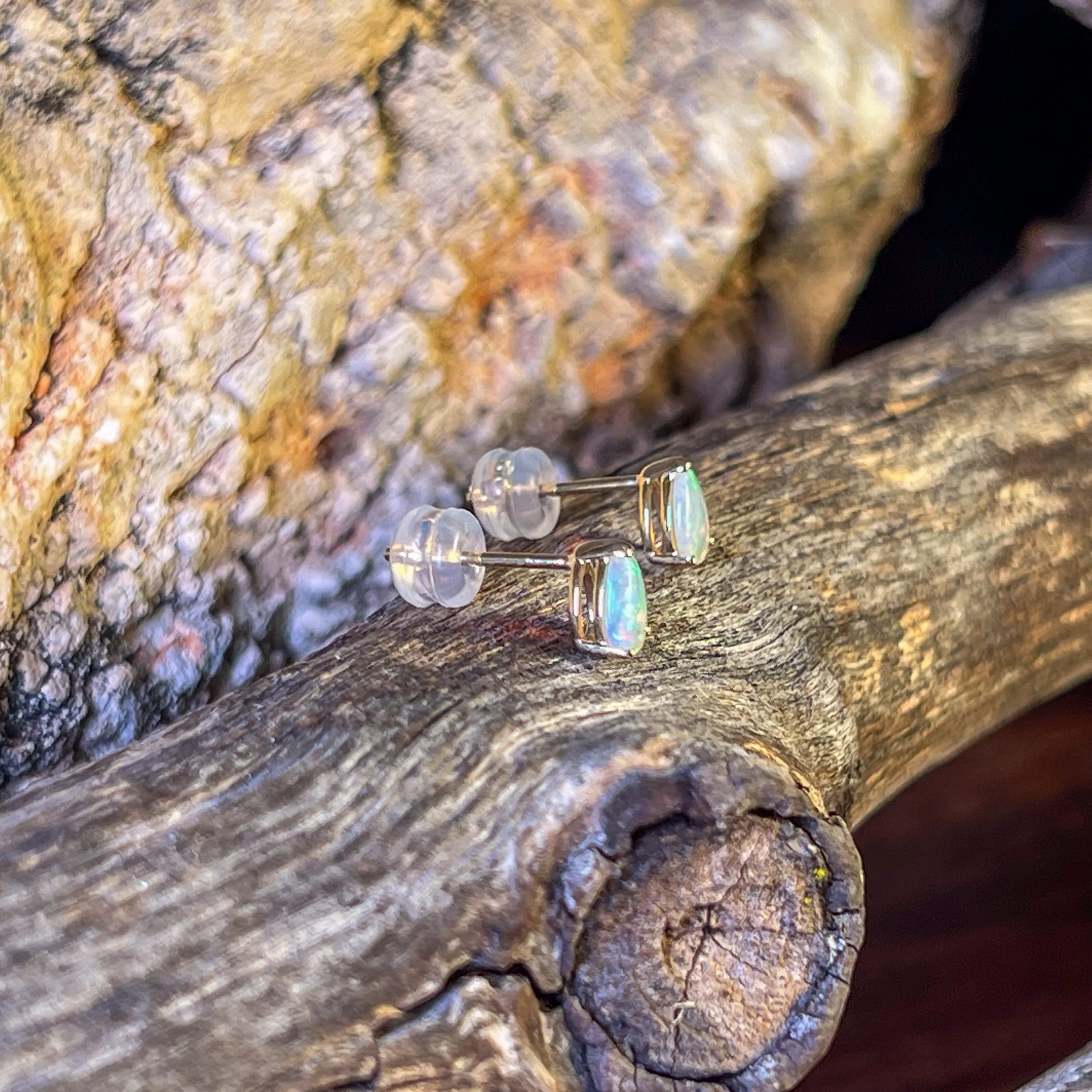 14kt Yellow Gold Pear shape 6x4mm Opal crystal studs
