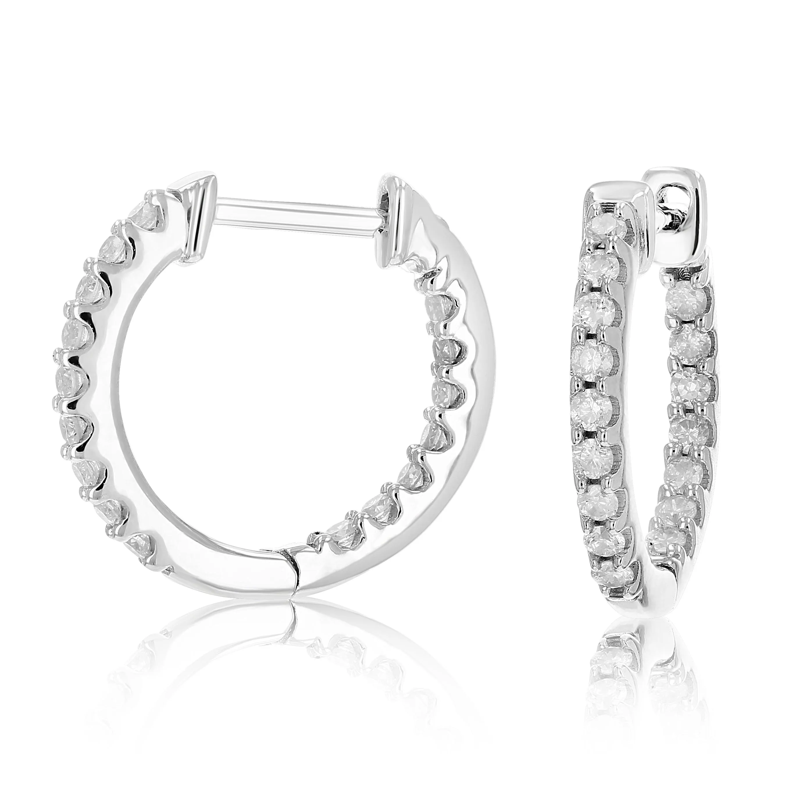 1/5 cttw Diamond Inside Out Hoop Earrings in Sterling Silver