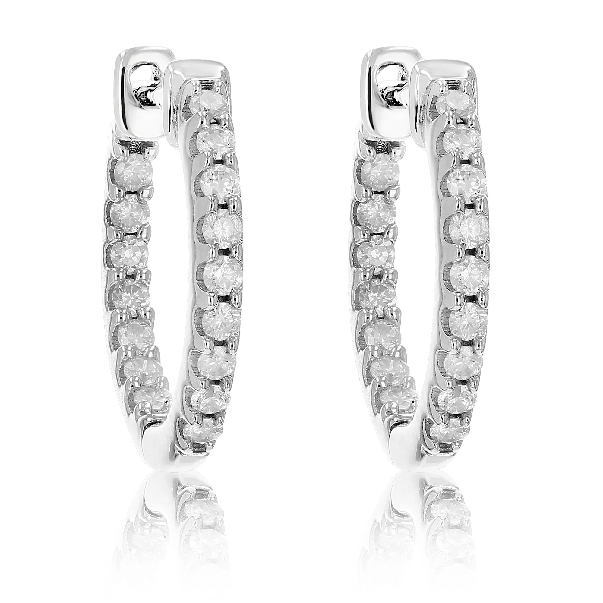 1/5 cttw Diamond Inside Out Hoop Earrings in Sterling Silver