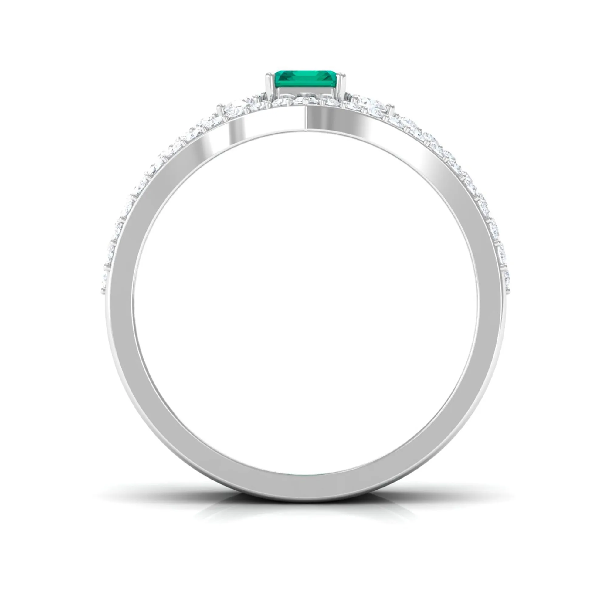 1.50 CT Octagon shape Emerald Solitaire Ring Set of 3 with Diamond