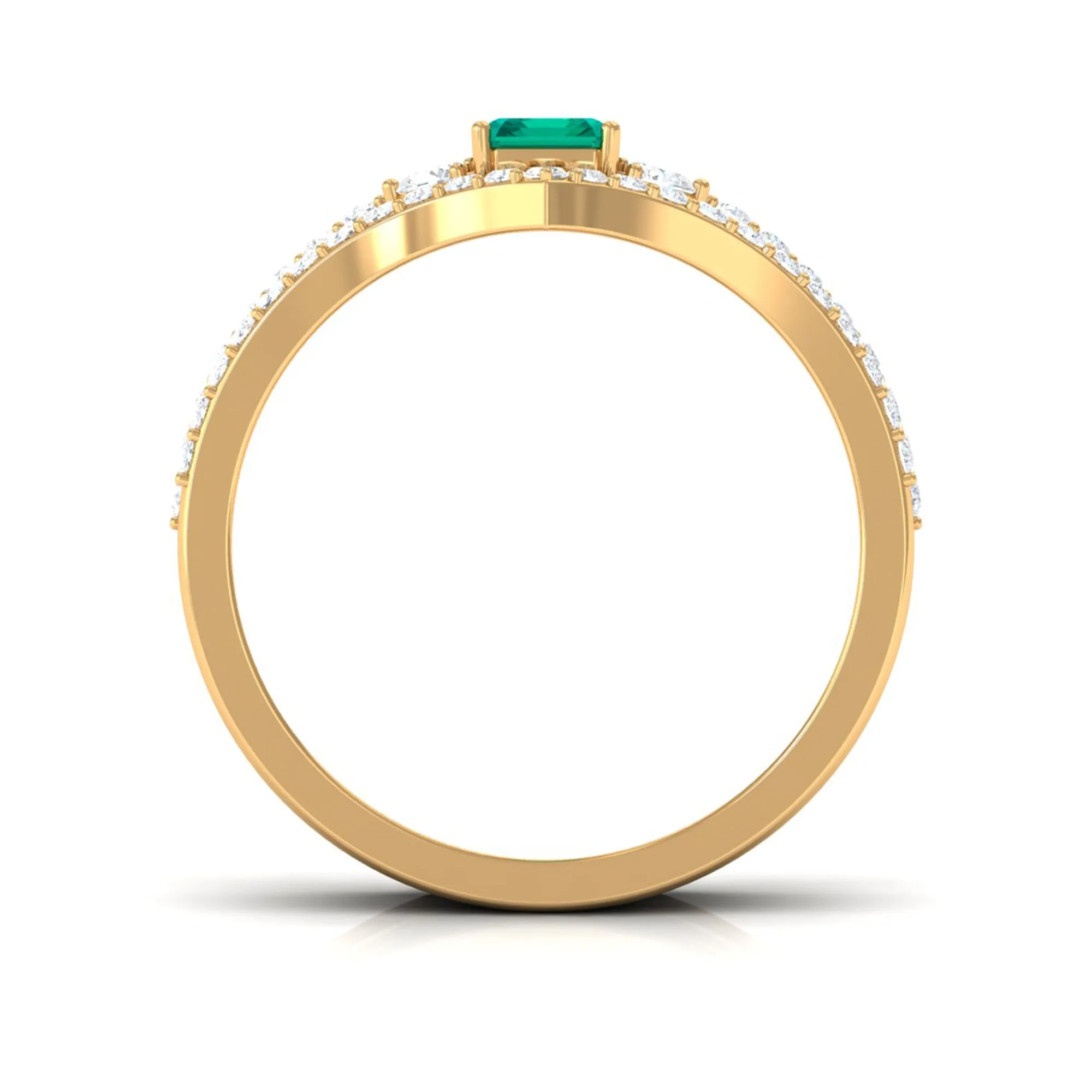 1.50 CT Octagon shape Emerald Solitaire Ring Set of 3 with Diamond