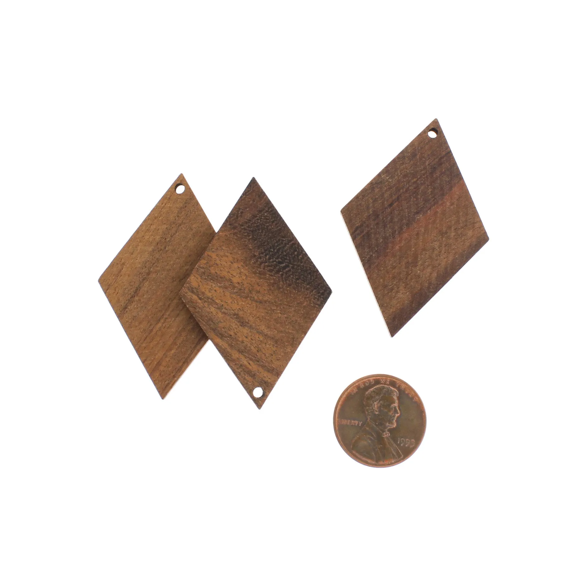 2 Rhombus Natural Wood Charms - WP341