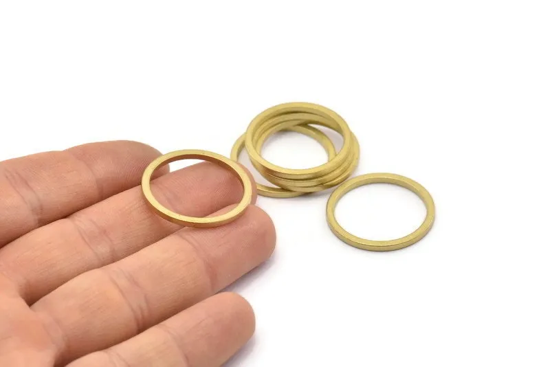 25mm Circle Connectors, 12 Raw Brass Circle Connectors (25x2x2mm) E009