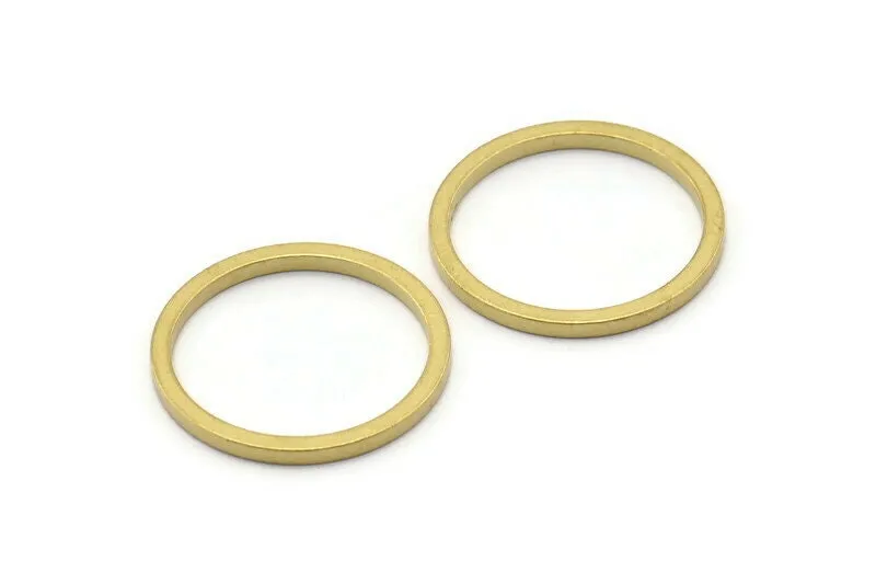 25mm Circle Connectors, 12 Raw Brass Circle Connectors (25x2x2mm) E009