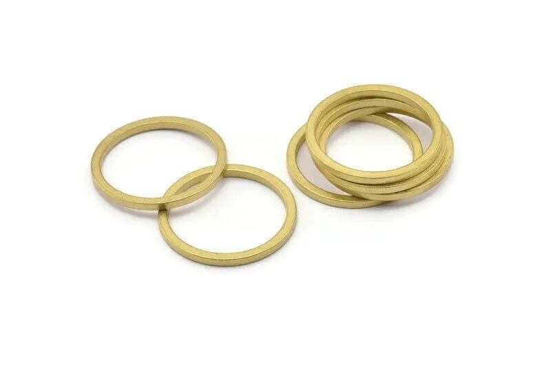 25mm Circle Connectors, 12 Raw Brass Circle Connectors (25x2x2mm) E009