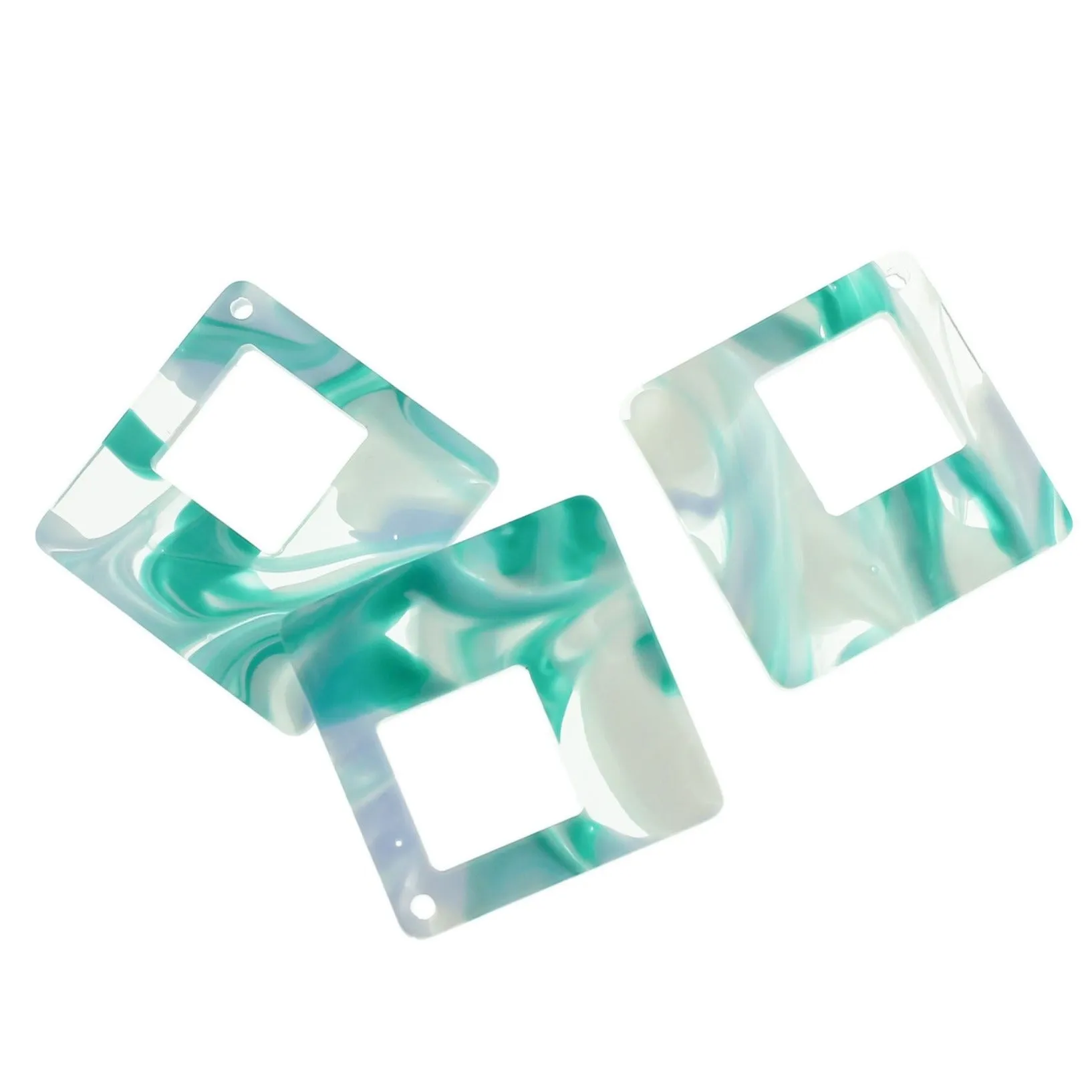 4 Swirl Rhombus Resin Charms - Choose Your Color!