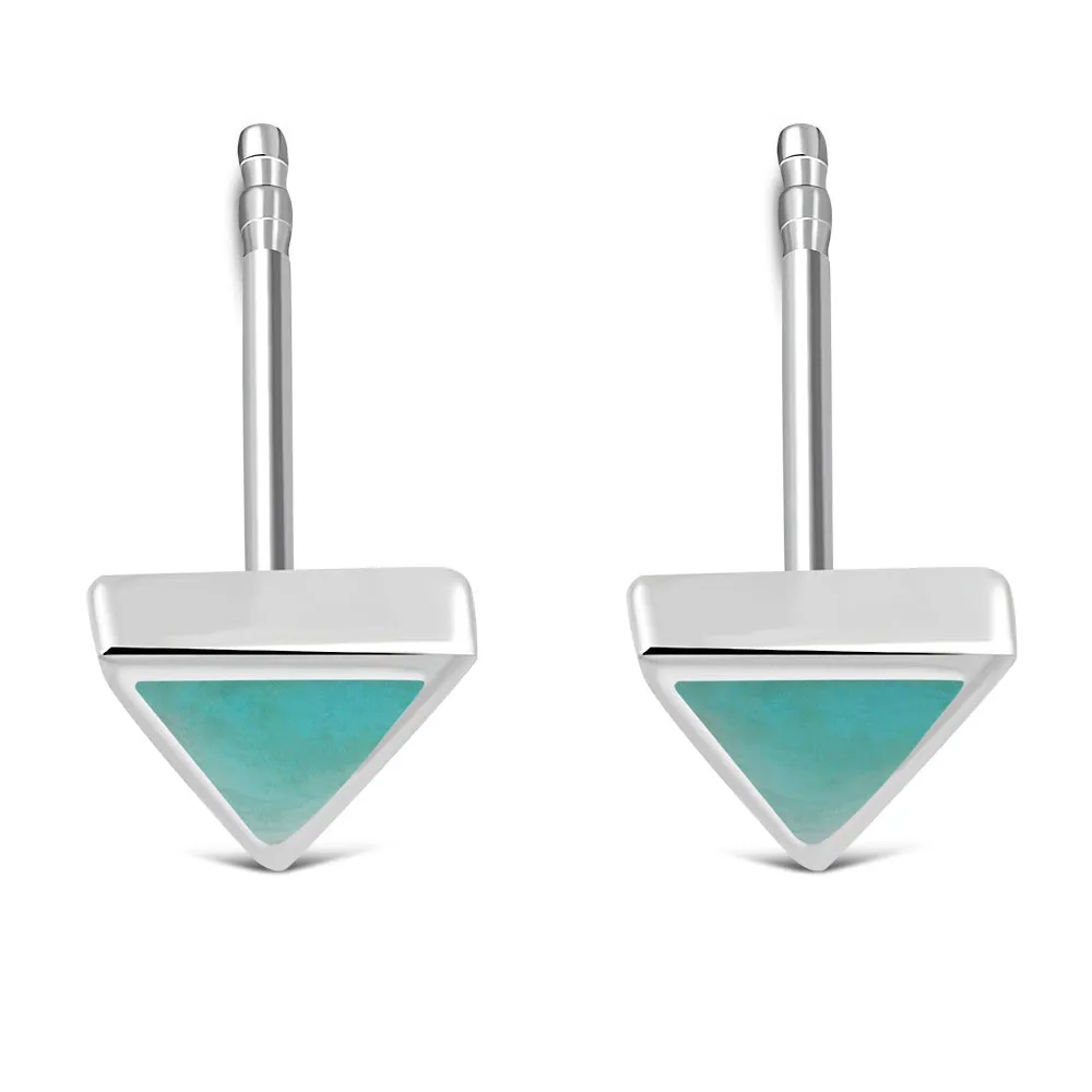 7.00mm | Turquoise Triangle Silver Stud Earrings