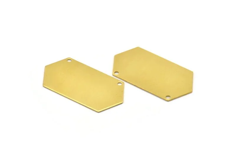 8 Raw Brass Hexagon Blanks (23x44.5x0.80mm) D0425