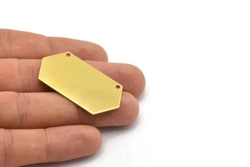 8 Raw Brass Hexagon Blanks (23x44.5x0.80mm) D0425