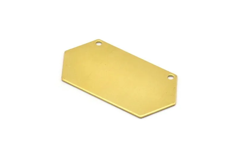 8 Raw Brass Hexagon Blanks (23x44.5x0.80mm) D0425