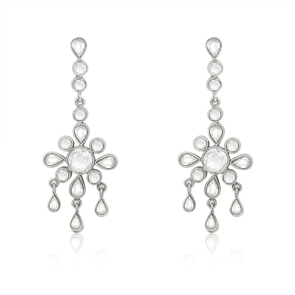 92.5 silver kundan dangling earring