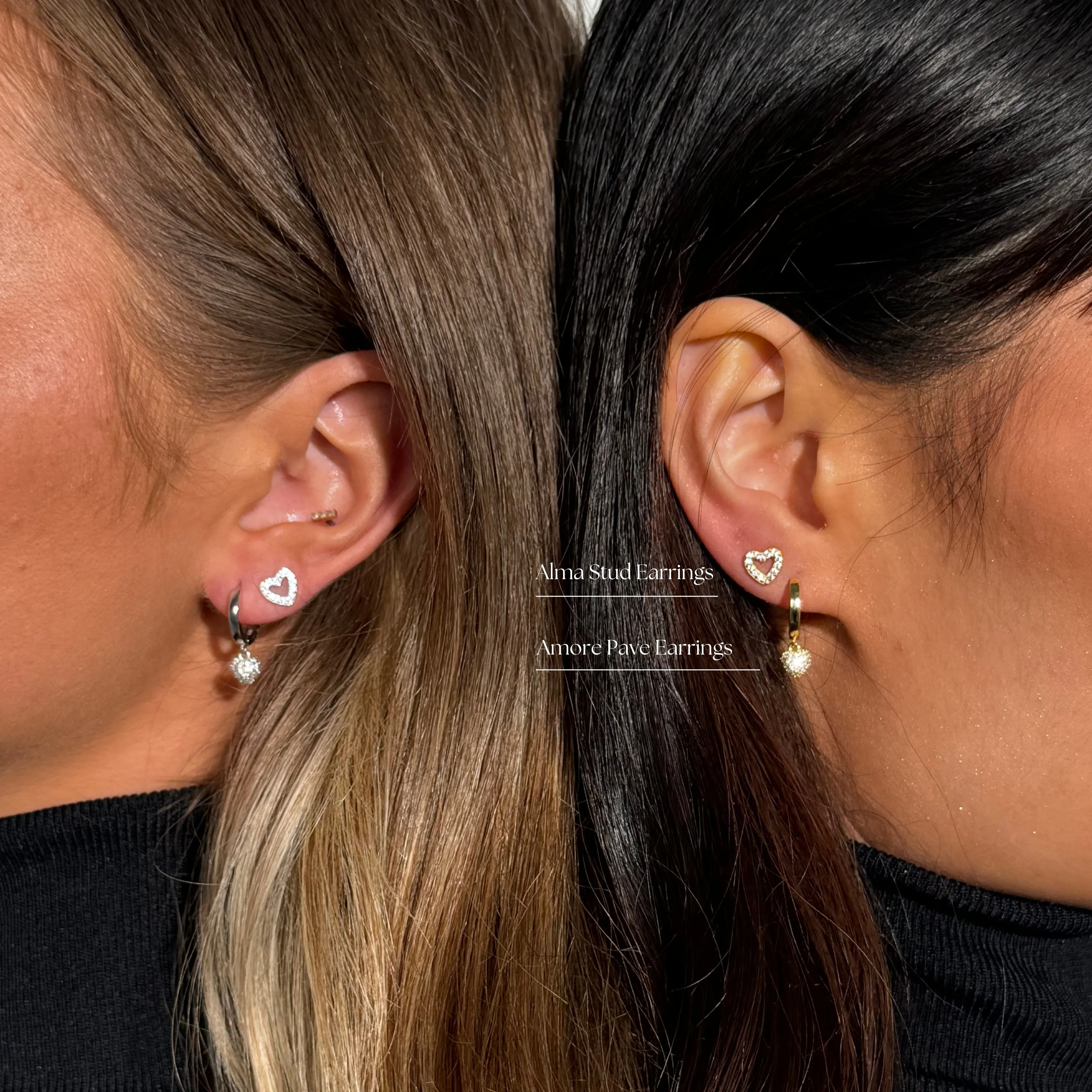 Amore Pave Earring & Alma Stud Stacking Set Silver