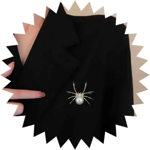 Andelaisi Boho Rhinestone Spider Brooch Pin Gold Crystal Pearl Spider Brooch Vintage Spider Pearl Brooch Gothic Cz Pearl Spider Badge Pin Clothing Hat Bag Accessories Jewelry for Women and Girls