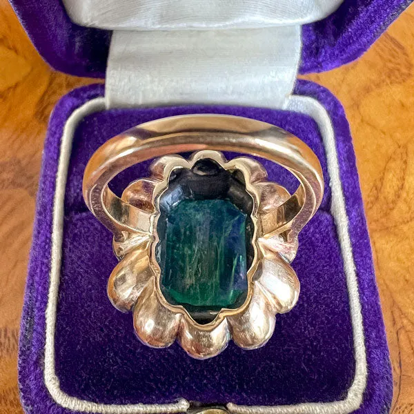 Antique Colombian Emerald & Rose Cut Diamond Ring