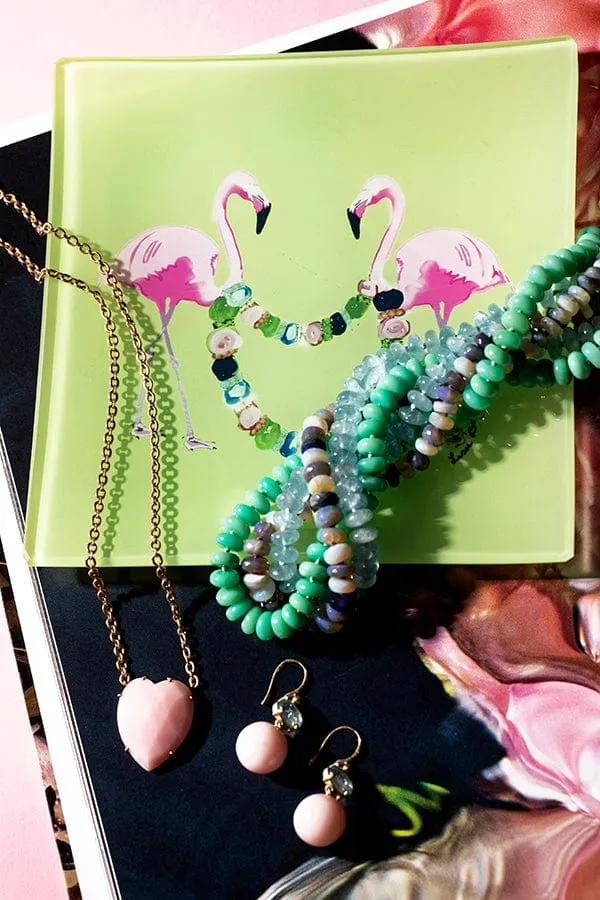 Aquamarine and Pink Opal Drop Earrings