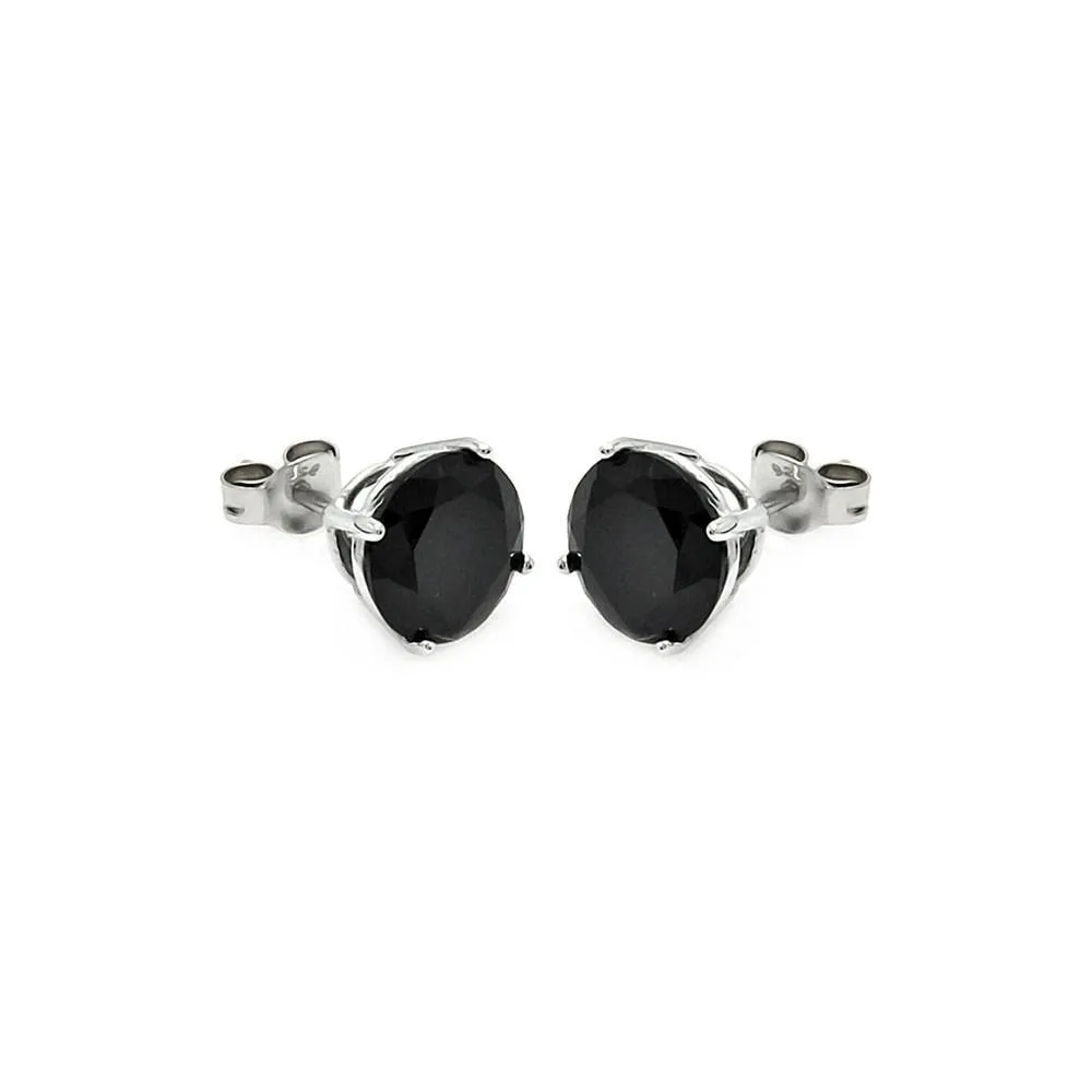 Black CZ Stud Earrings 6mm