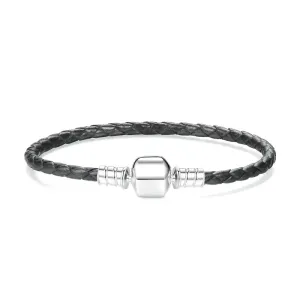 Black Leather Charm Bracelet