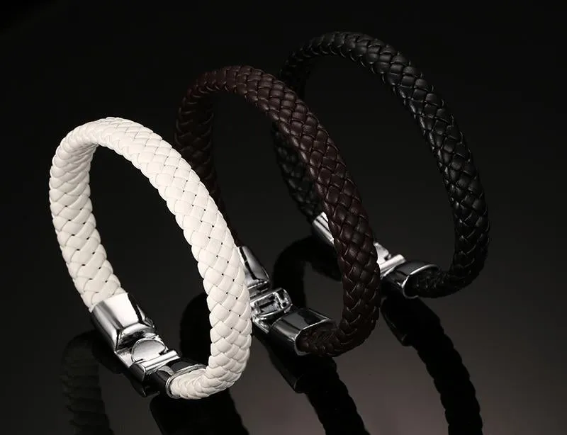 Braided Leather Coffee Bracelet