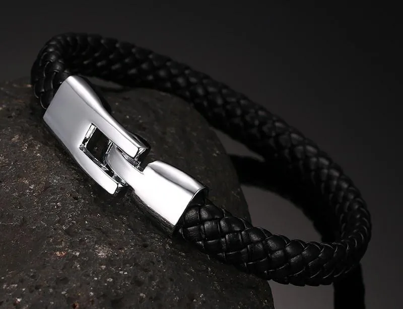 Braided Leather Coffee Bracelet