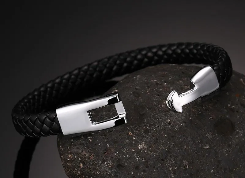 Braided Leather Coffee Bracelet