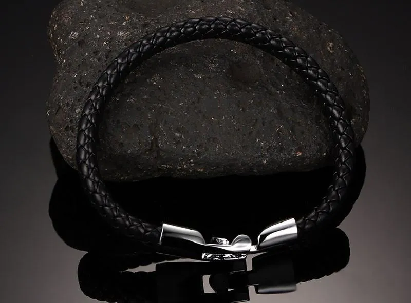 Braided Leather Coffee Bracelet