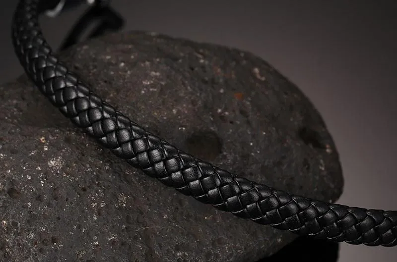 Braided Leather Coffee Bracelet