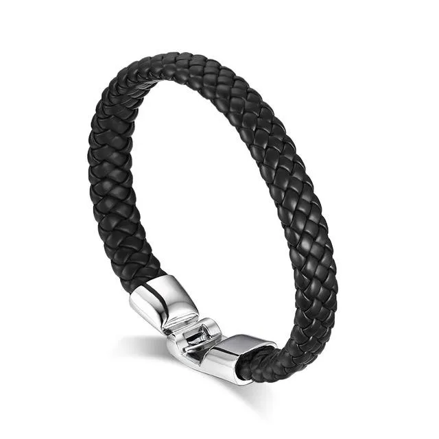 Braided Leather Coffee Bracelet