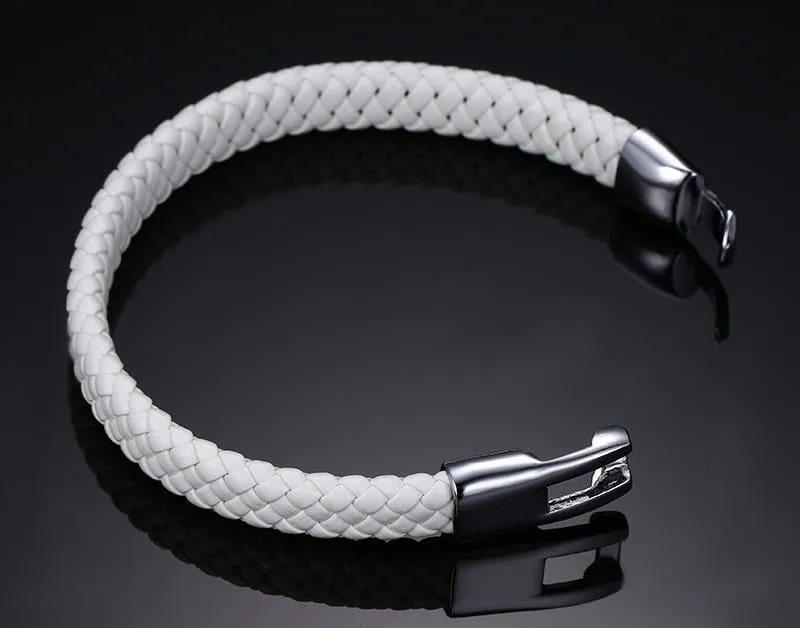 Braided Leather Coffee Bracelet