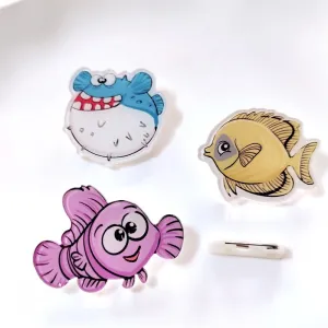 Cartoon Marine Animal Plant Pattern Cute Starfish Acrylic Brooch Clothes Bag Peripheral Small Accessories Patch