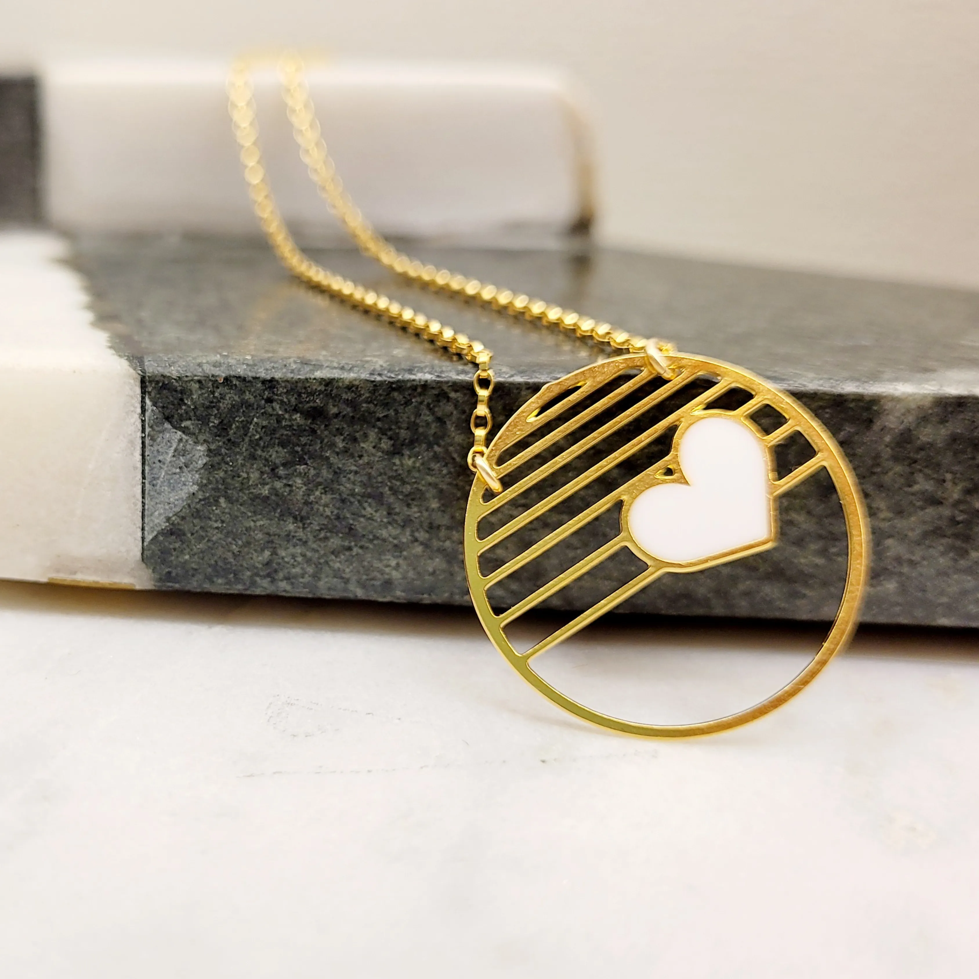 Circle Heart Necklace by Aqua Cherry