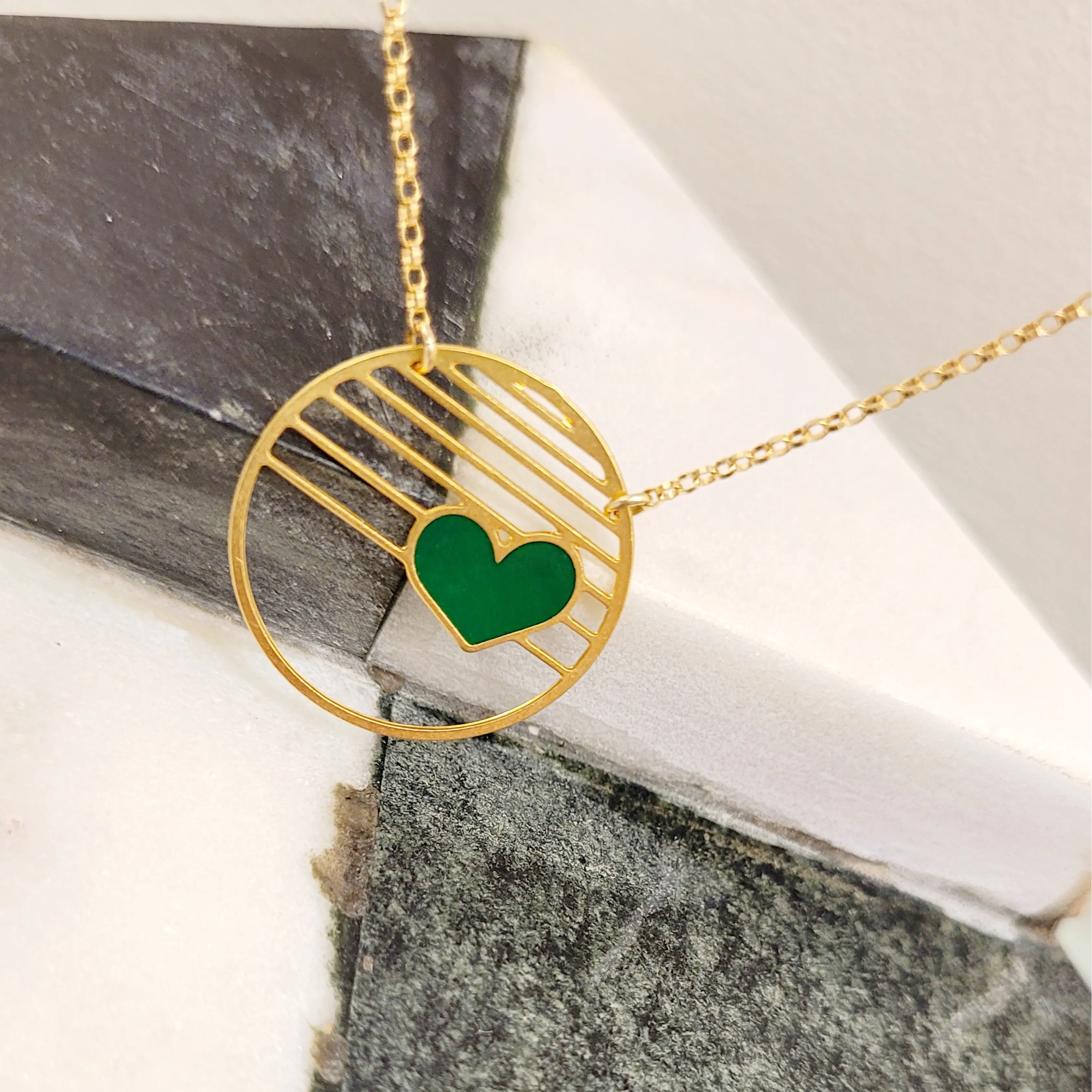 Circle Heart Necklace by Aqua Cherry