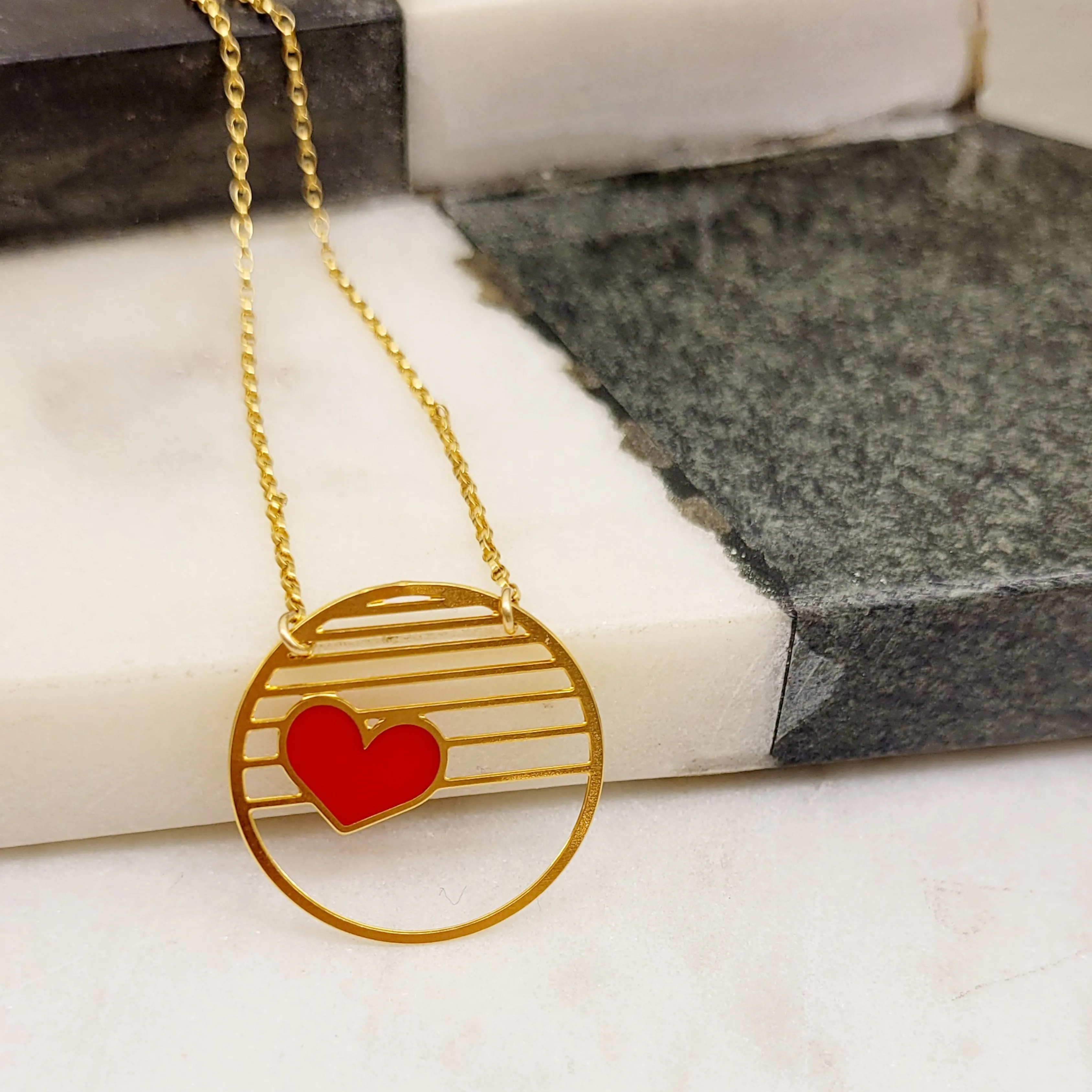 Circle Heart Necklace by Aqua Cherry