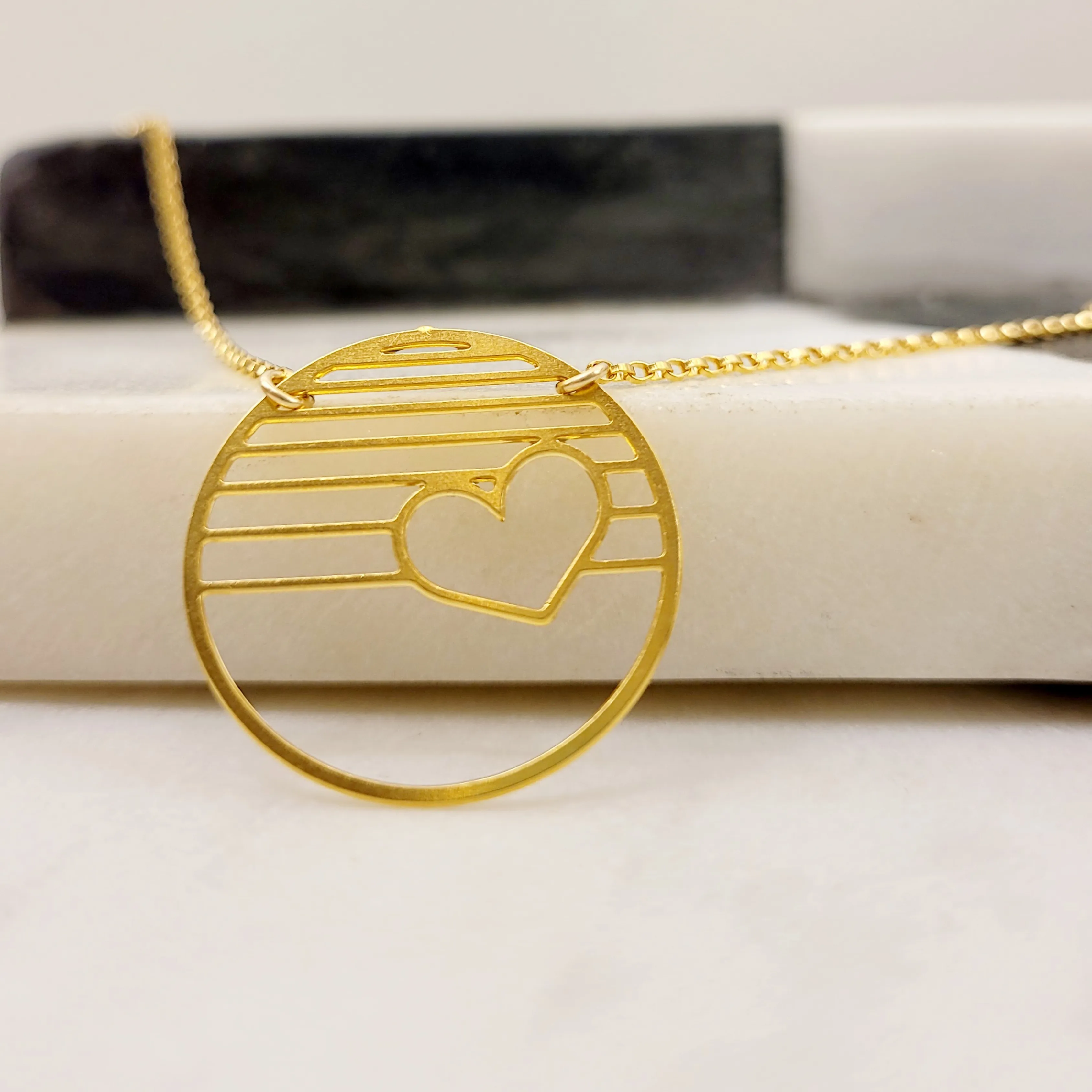 Circle Heart Necklace by Aqua Cherry