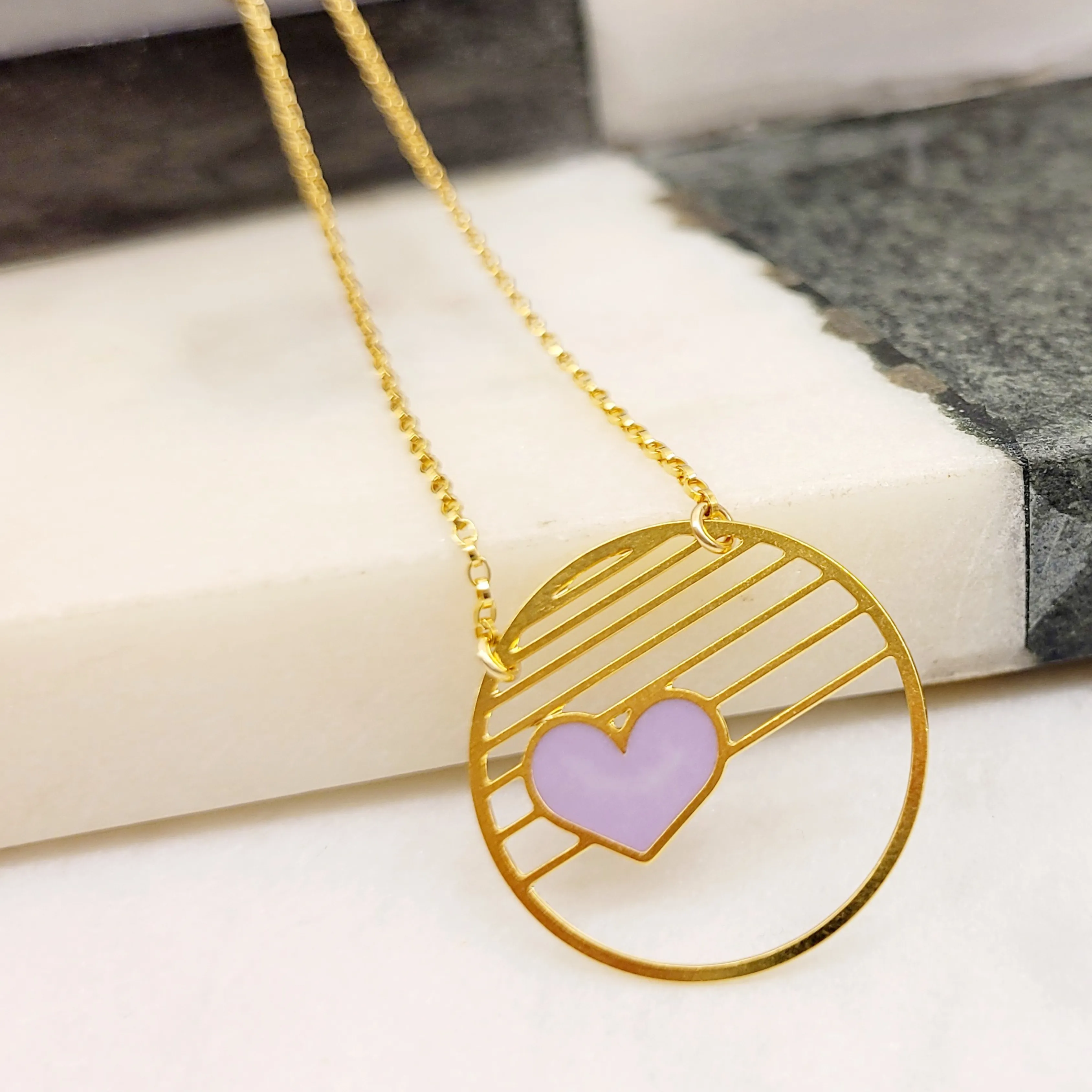 Circle Heart Necklace by Aqua Cherry
