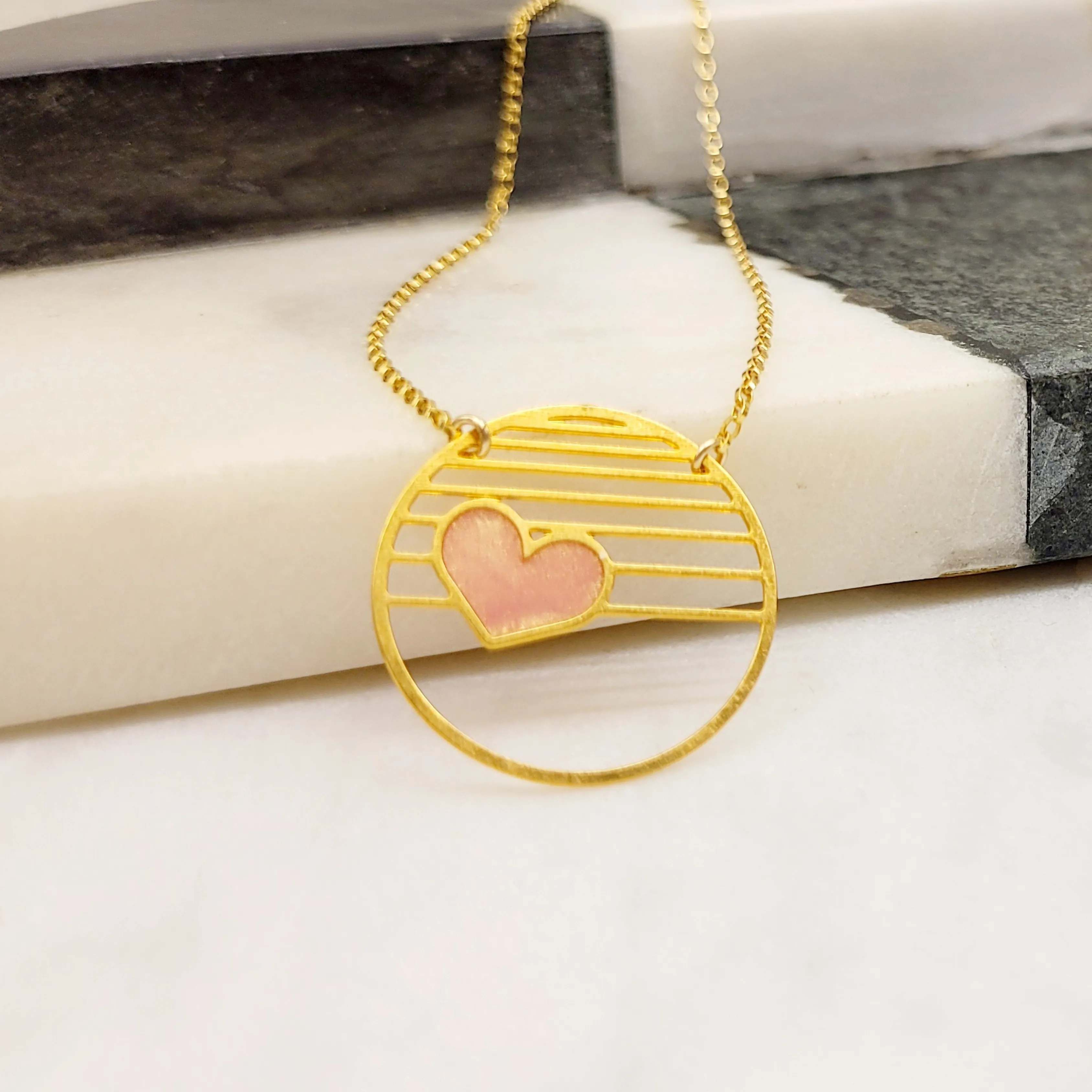 Circle Heart Necklace by Aqua Cherry