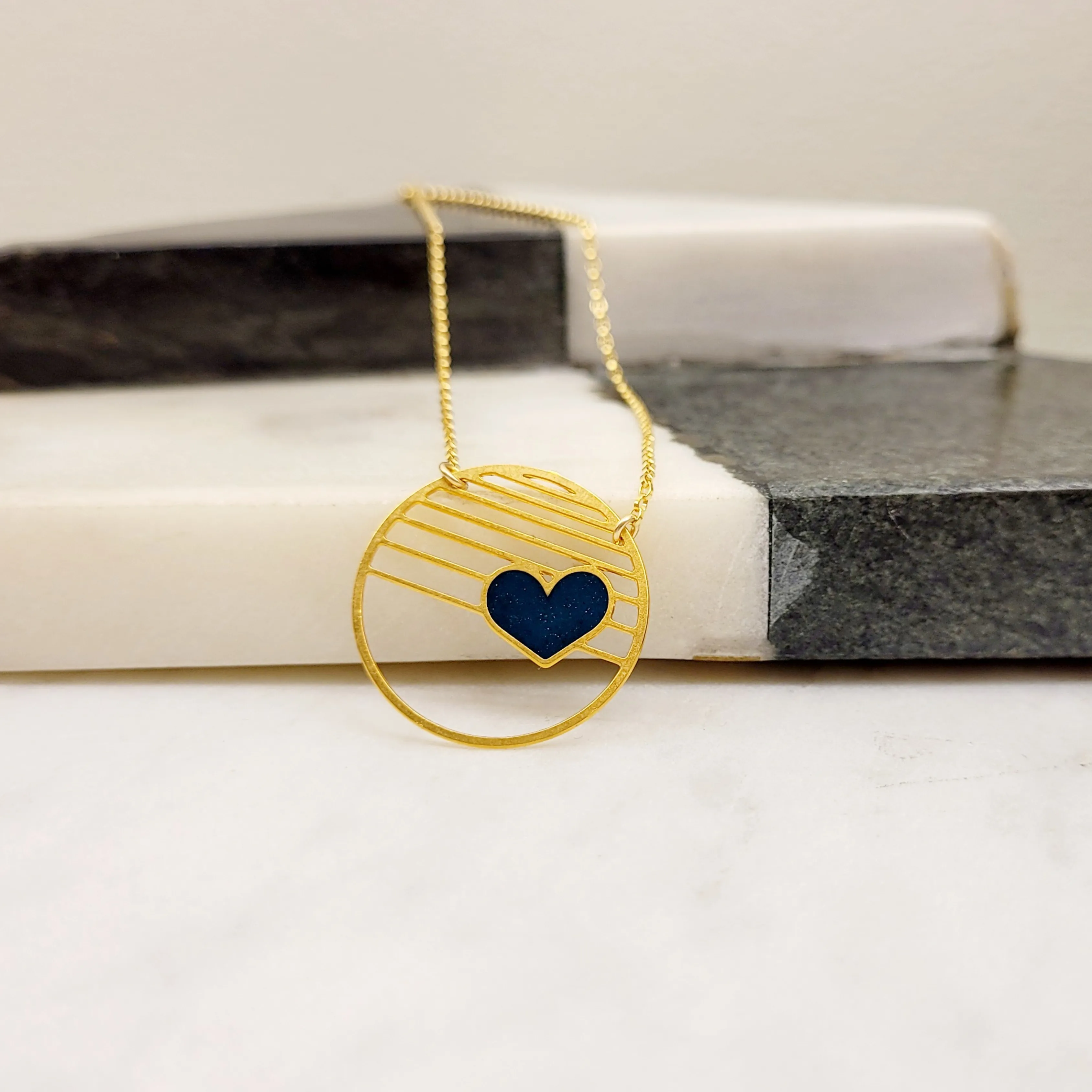 Circle Heart Necklace by Aqua Cherry