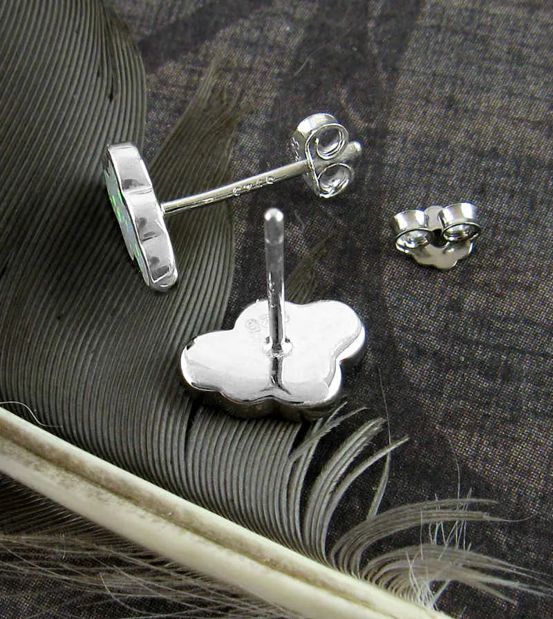 Cloud Stud Earrings With Lab Opal