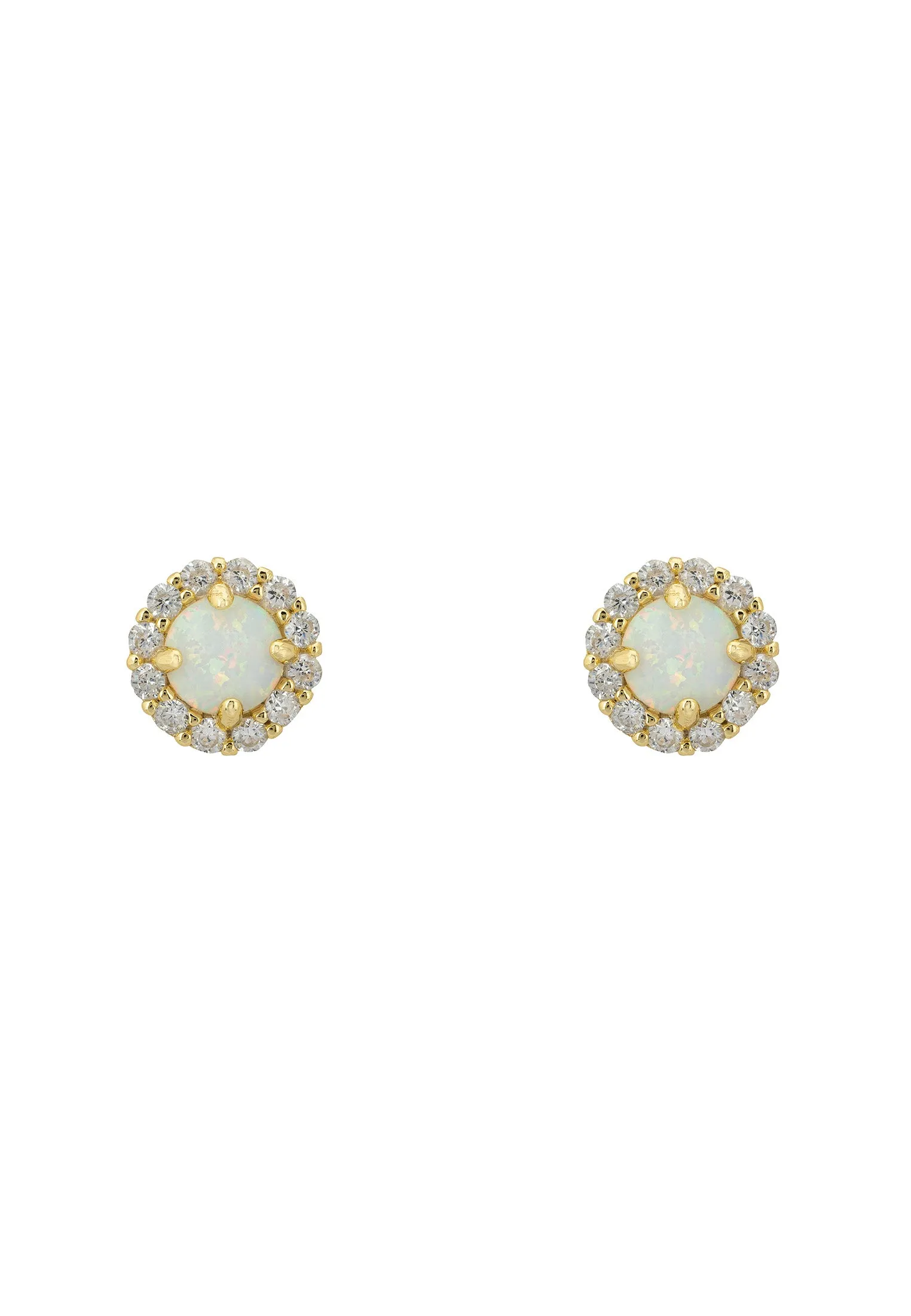 Crown Opal Stud Earrings Gold