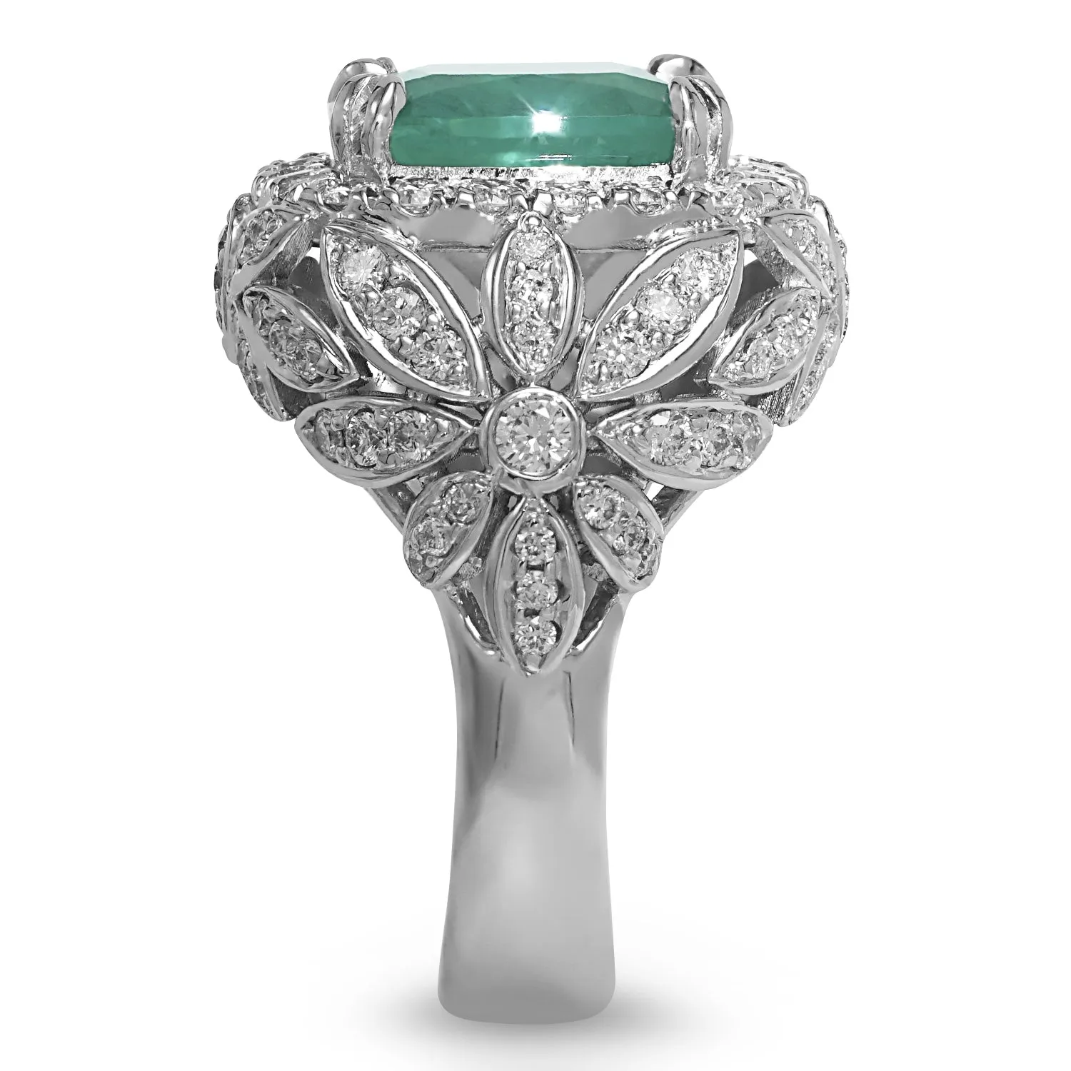Cushion Columbian Emerald and Diamond Ring