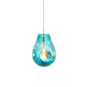 Dazzle Medium Petrol Glass & Chrome Ceiling Pendant Light