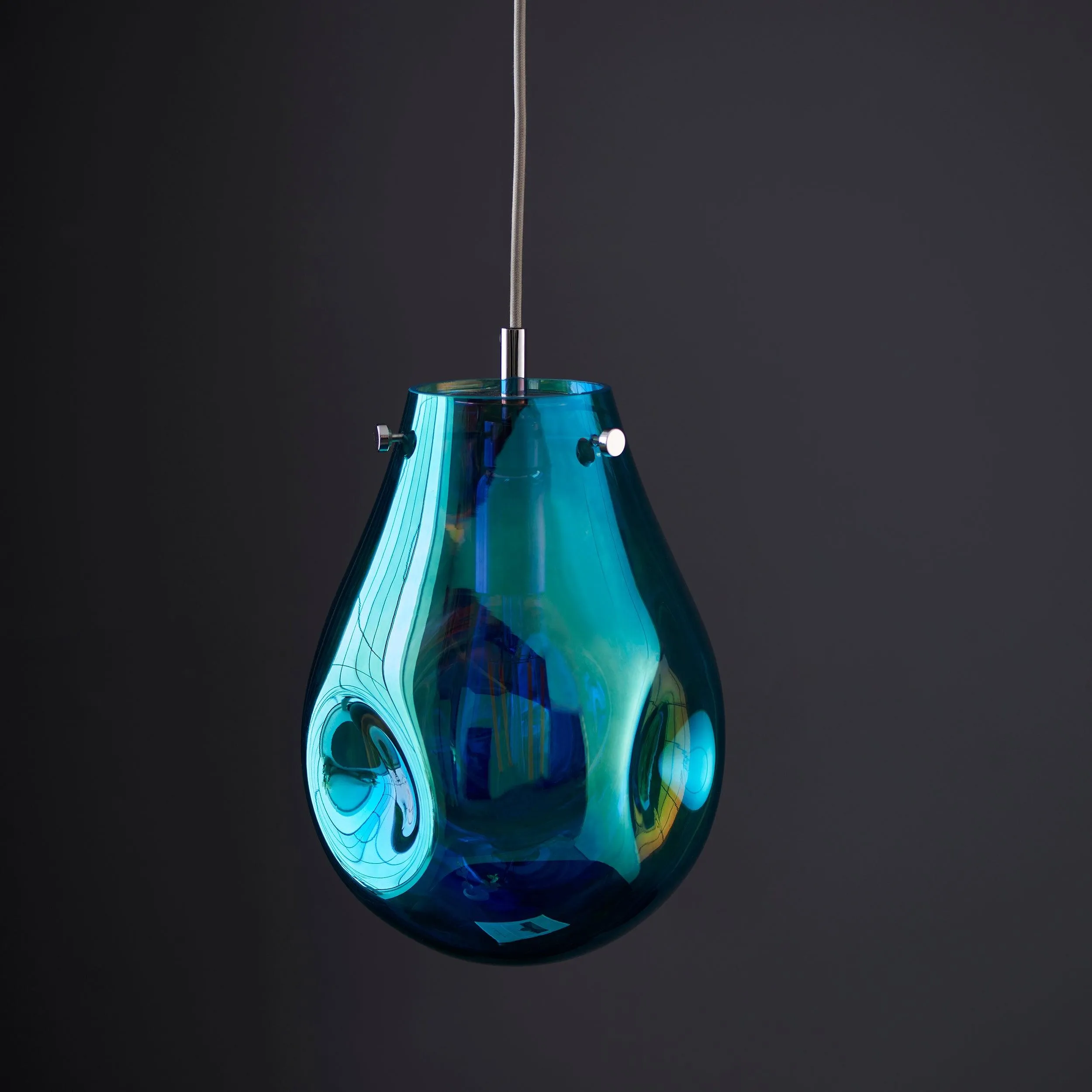 Dazzle Medium Petrol Glass & Chrome Ceiling Pendant Light