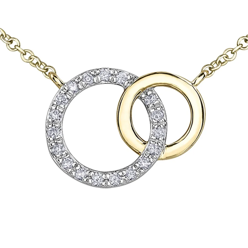 Diamond and Yellow Gold Interlocked Circle Necklace