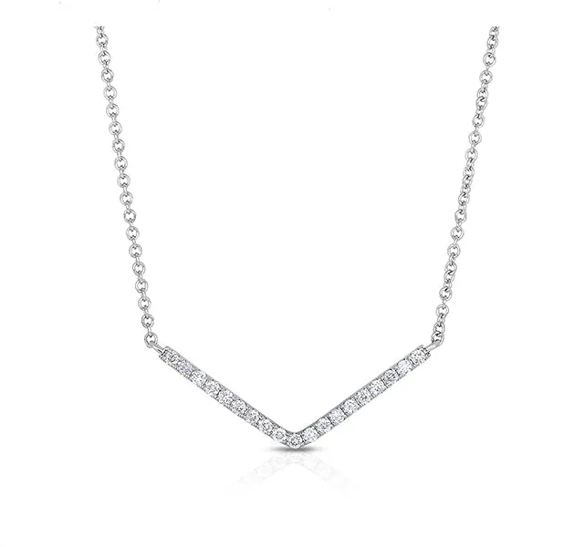 Diamond Chevron Necklace in White Gold