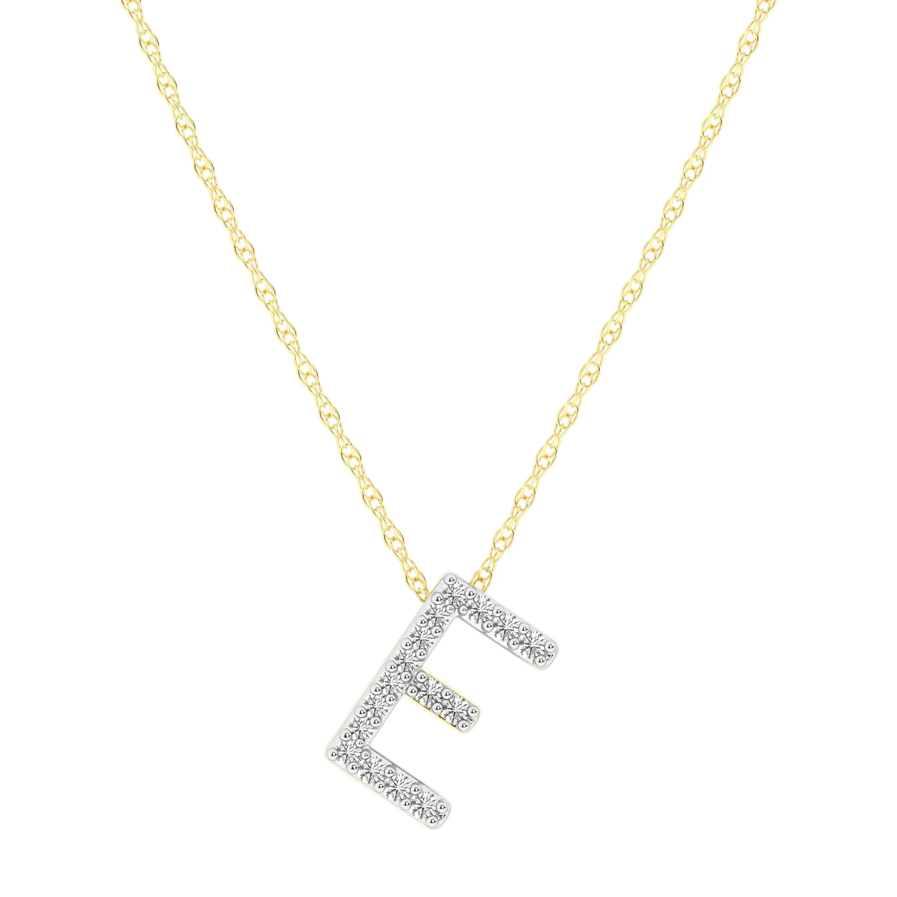 Diamond Initial Slider Necklace in 9ct Yellow Gold
