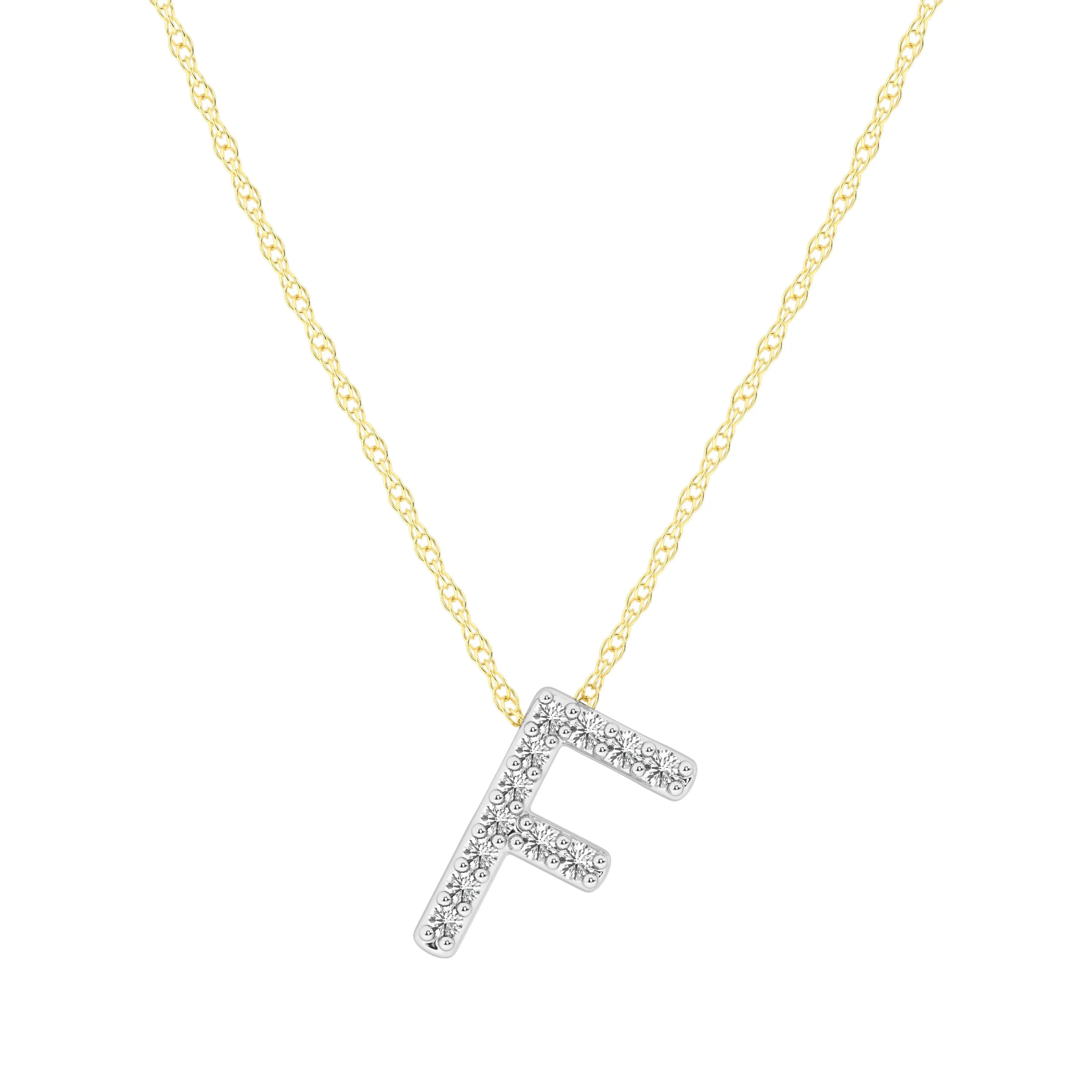 Diamond Initial Slider Necklace in 9ct Yellow Gold