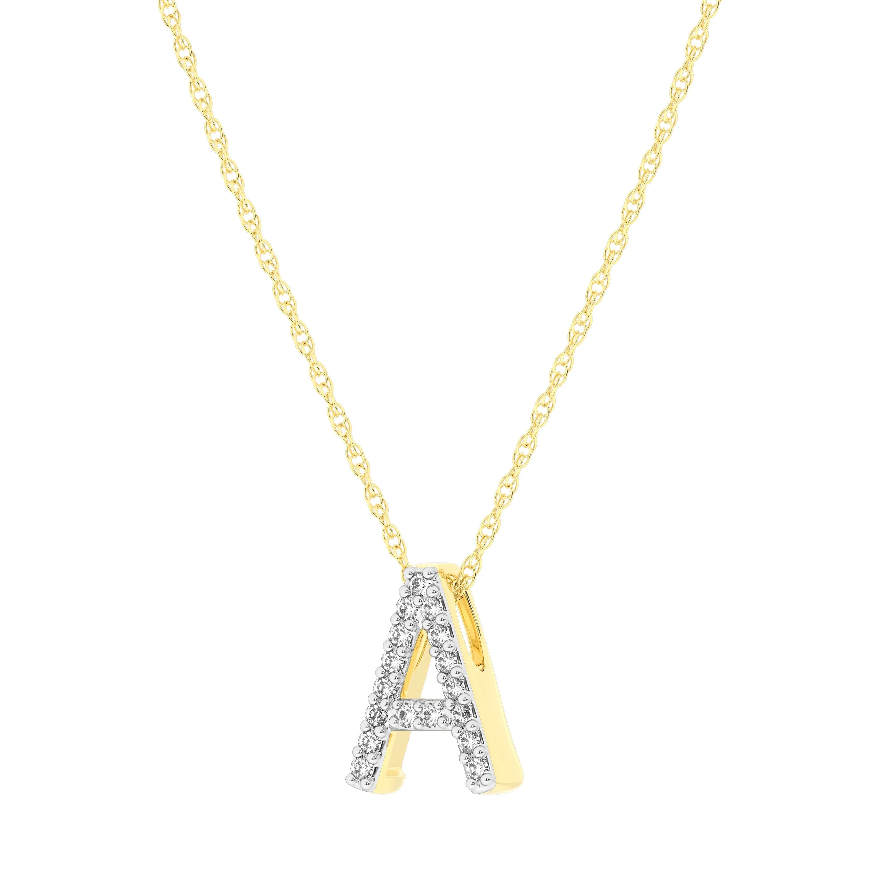 Diamond Initial Slider Necklace in 9ct Yellow Gold