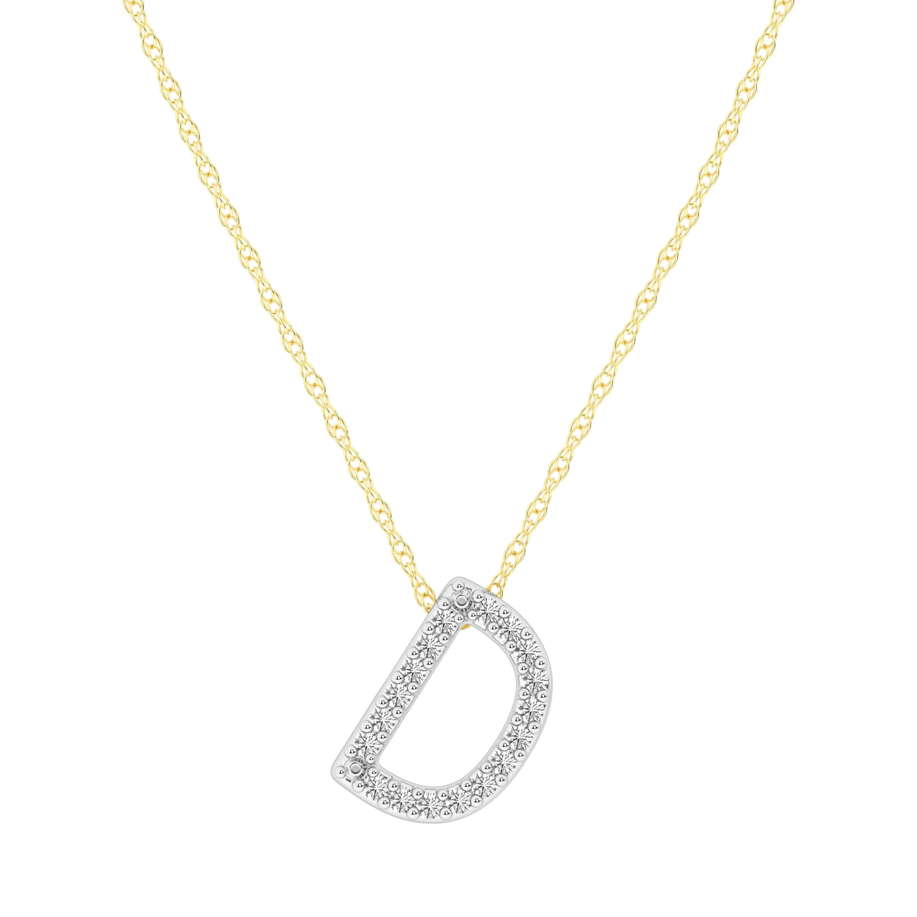 Diamond Initial Slider Necklace in 9ct Yellow Gold