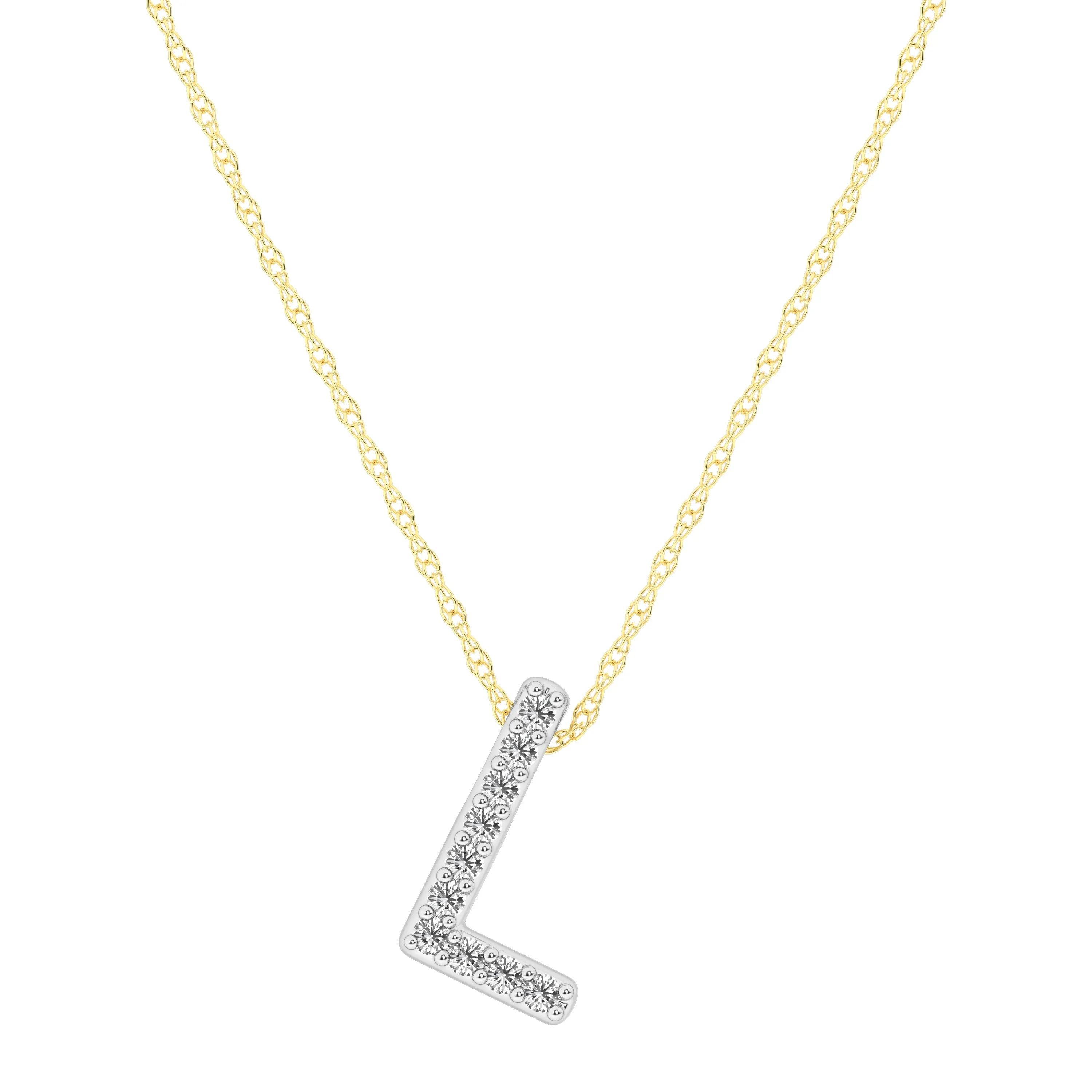 Diamond Initial Slider Necklace in 9ct Yellow Gold